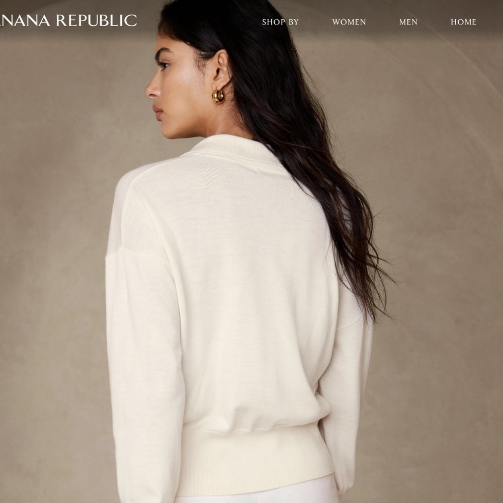 Not from outlet, NWT, Banana Republic BELLA MERINO SWEATER POLO XL - Picture 2 of 5
